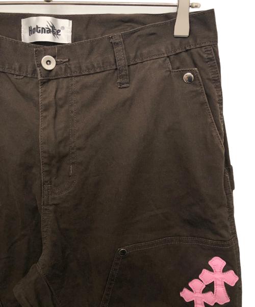 HOTnate（ホーネット）HOTnate (ホーネット) クロスパッチダブルニーペインターパンツ ブラウン サイズ:34の古着・服飾アイテム