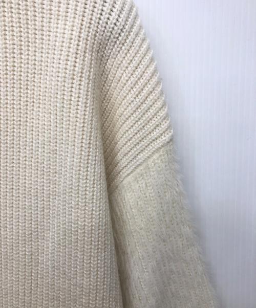 LOUNIE（ルーニー）LOUNIE (ルーニー) フェザー切替ニットプルオーバー アイボリー サイズ:Fの古着・服飾アイテム