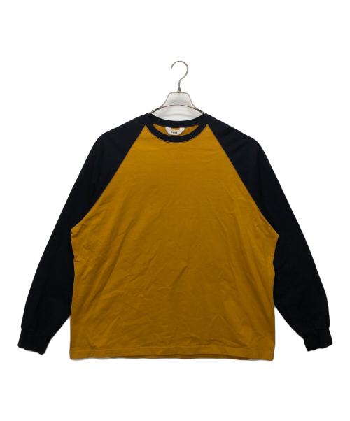 Name.（ネーム）Name. (ネーム) RAGLAN SLEEVE L/S BIG TEE ブラック×マスタード サイズ:1の古着・服飾アイテム