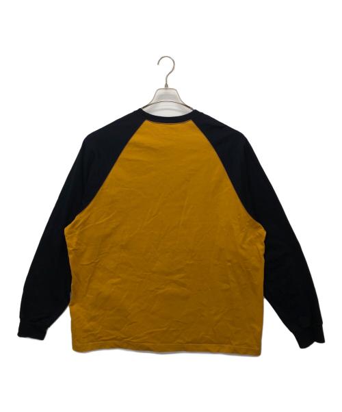 Name.（ネーム）Name. (ネーム) RAGLAN SLEEVE L/S BIG TEE ブラック×マスタード サイズ:1の古着・服飾アイテム