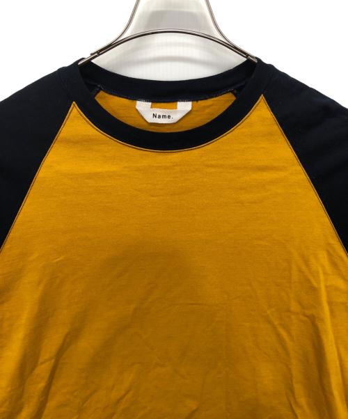 Name.（ネーム）Name. (ネーム) RAGLAN SLEEVE L/S BIG TEE ブラック×マスタード サイズ:1の古着・服飾アイテム