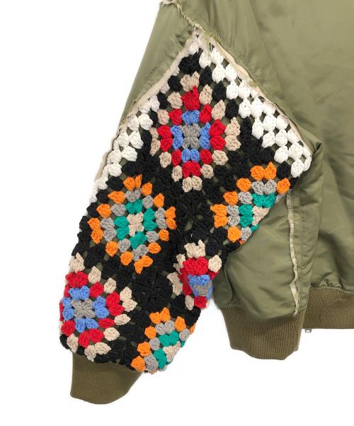 DISCOVERED（ディスカバード）DISCOVERED (ディスカバード) CROCHET SLEEEVE MA-1 カーキ サイズ:3の古着・服飾アイテム