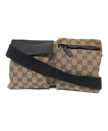 GUCCI（グッチ）の古着「GG柄レザー切替ウエストバッグ」｜ベージュ
