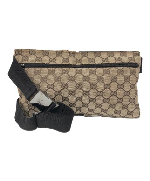 GUCCI（グッチ）GUCCI (グッチ) GG柄レザー切替ウエストバッグ ベージュの古着・服飾アイテム