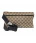 GUCCI (グッチ) GG柄レザー切替ウエストバッグ ベージュ：25000円