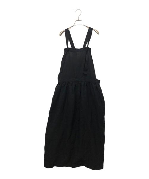 ICHI Antiquites（イチアンティークス）ICHI Antiquites (イチアンティークス) リネンエプロンワンピース ブラック サイズ:Fの古着・服飾アイテム