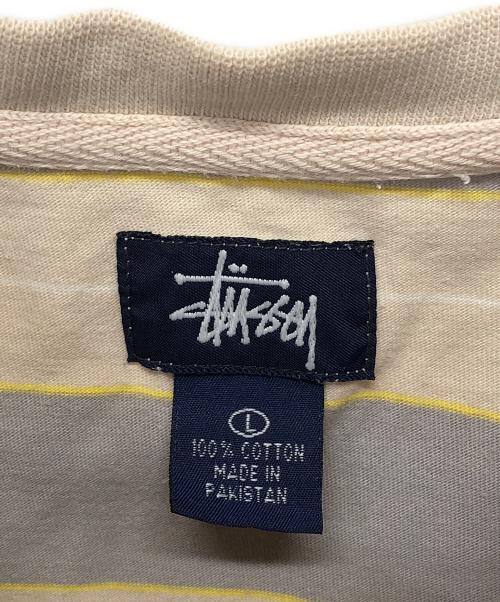 stussy（ステューシー）stussy (ステューシー) ボーダーTシャツ ベージュ サイズ:Lの古着・服飾アイテム