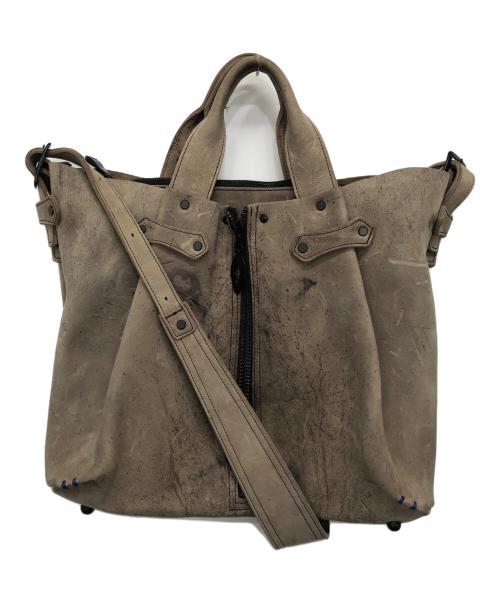 VERMILLION（ヴァーミリオン）vermillion (ヴァーミリオン) ユーズド加工トートバッグ グレーの古着・服飾アイテム