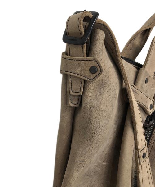 VERMILLION（ヴァーミリオン）vermillion (ヴァーミリオン) ユーズド加工トートバッグ グレーの古着・服飾アイテム