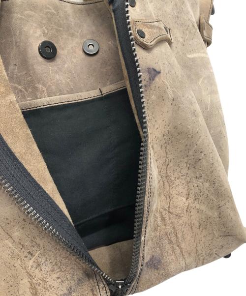 VERMILLION（ヴァーミリオン）vermillion (ヴァーミリオン) ユーズド加工トートバッグ グレーの古着・服飾アイテム