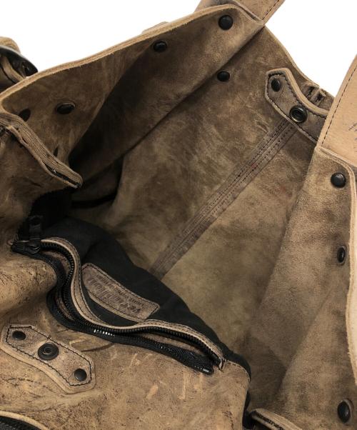 VERMILLION（ヴァーミリオン）vermillion (ヴァーミリオン) ユーズド加工トートバッグ グレーの古着・服飾アイテム