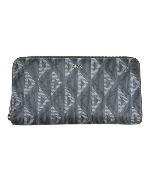 Dior（ディオール）Dior (ディオール) ダイヤモンドロゴラウンドファスナー財布 グレーの古着・服飾アイテム