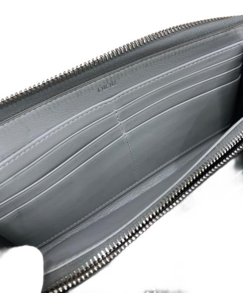 Dior（ディオール）Dior (ディオール) ダイヤモンドロゴラウンドファスナー財布 グレーの古着・服飾アイテム