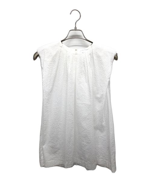 UNITED ARROWS（ユナイテッドアローズ）UNITED ARROWS (ユナイテッドアローズ) シアサッカーノースリーブブラウス ホワイト サイズ:記載無しの古着・服飾アイテム