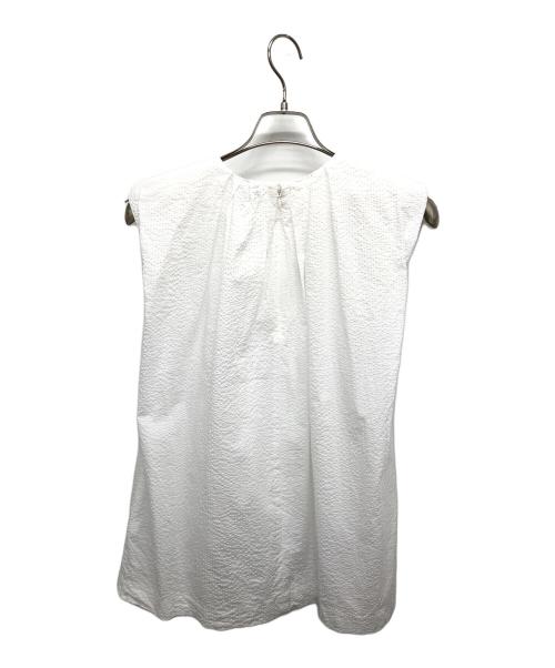 UNITED ARROWS（ユナイテッドアローズ）UNITED ARROWS (ユナイテッドアローズ) シアサッカーノースリーブブラウス ホワイト サイズ:記載無しの古着・服飾アイテム