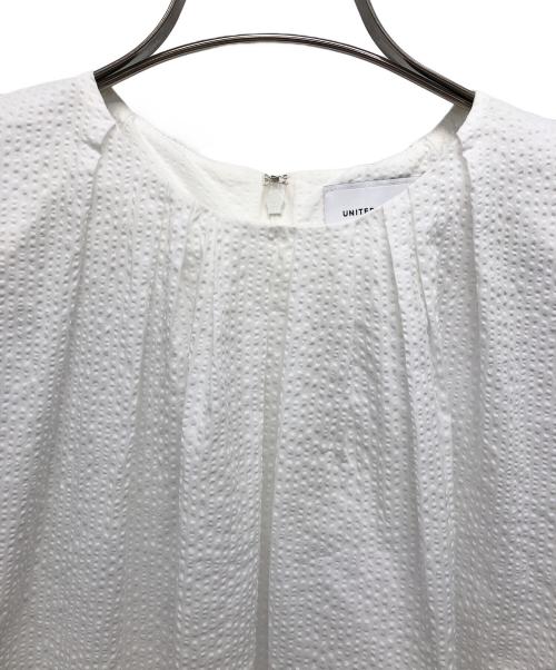 UNITED ARROWS（ユナイテッドアローズ）UNITED ARROWS (ユナイテッドアローズ) シアサッカーノースリーブブラウス ホワイト サイズ:記載無しの古着・服飾アイテム