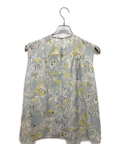 TOMORROW LAND collection（トゥモローランドコレクション）TOMORROW LAND collection (トゥモローランドコレクション) ツルペンフラワープリント フレアタックブラウス ライトブルー サイズ:36の古着・服飾アイテム