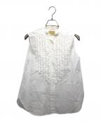 UNITED ARROWSユナイテッドアローズ）の古着「ノースリーブバンドカラーフリルシャツ」｜ホワイト