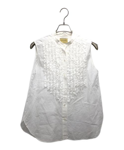 UNITED ARROWS（ユナイテッドアローズ）UNITED ARROWS (ユナイテッドアローズ) ノースリーブバンドカラーフリルシャツ ホワイト サイズ:記載なしの古着・服飾アイテム
