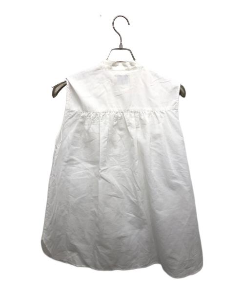 UNITED ARROWS（ユナイテッドアローズ）UNITED ARROWS (ユナイテッドアローズ) ノースリーブバンドカラーフリルシャツ ホワイト サイズ:記載なしの古着・服飾アイテム