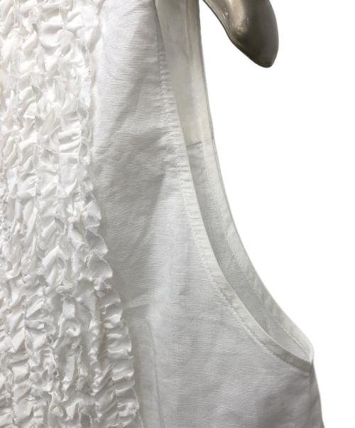 UNITED ARROWS（ユナイテッドアローズ）UNITED ARROWS (ユナイテッドアローズ) ノースリーブバンドカラーフリルシャツ ホワイト サイズ:記載なしの古着・服飾アイテム