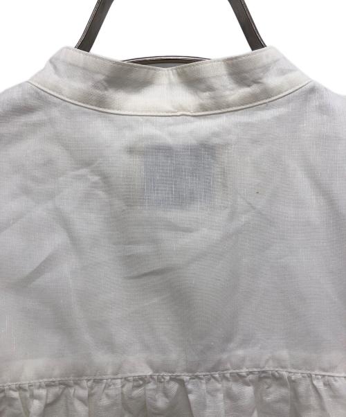 UNITED ARROWS（ユナイテッドアローズ）UNITED ARROWS (ユナイテッドアローズ) ノースリーブバンドカラーフリルシャツ ホワイト サイズ:記載なしの古着・服飾アイテム