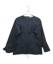 SEE BY CHLOE（シーバイクロエ）の古着「ドローコード付フリルブラウス」｜ネイビー