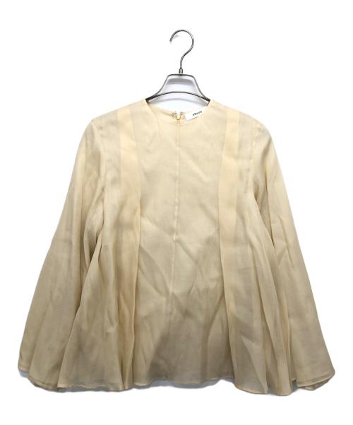 ebure（エブール）EBURE (エブール) ドライビスウールフロントギャザーブラウス ベージュ サイズ:３８の古着・服飾アイテム