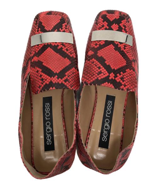 sergio rossi（セルジオロッシ）sergio rossi (セルジオロッシ) SR1/パイソン柄ローファー ピンク サイズ:39の古着・服飾アイテム