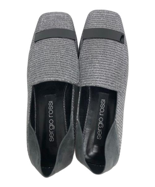 sergio rossi（セルジオロッシ）sergio rossi (セルジオロッシ) SR1/スクエアトゥラメローファー シルバー サイズ:39の古着・服飾アイテム