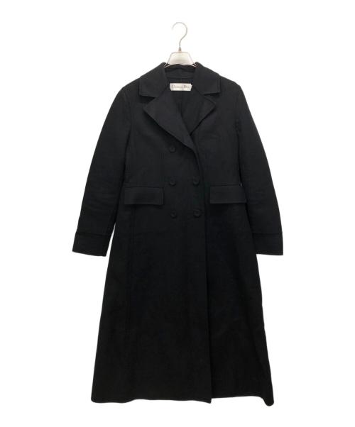 Christian Dior（クリスチャン ディオール）Christian Dior (クリスチャン ディオール) アンゴラ混ダブルロングコート ブラック サイズ:46の古着・服飾アイテム