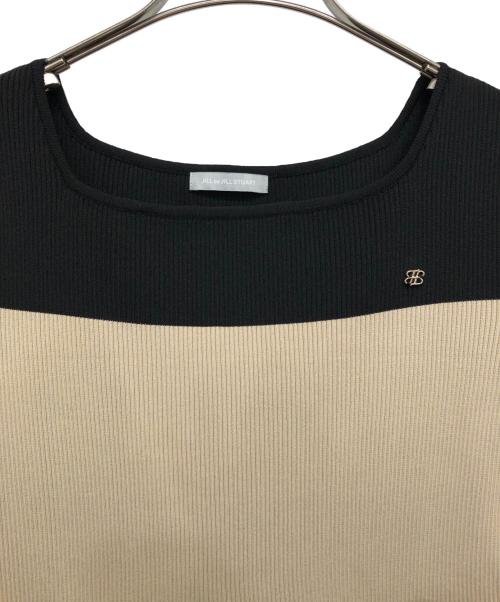 JILL BY JILLSTUART（ジル バイ ジルスチュアート）JILL BY JILLSTUART (ジル バイ ジルスチュアート) 長袖ソウバリフレアニットワンピース ベージュ×ブラック サイズ:Mの古着・服飾アイテム