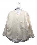 solamonat pocheソラモナ ポッシェ）の古着「圧縮ニットクルーシャツウールノーカラージャケット」｜アイボリー