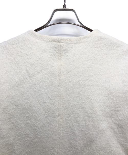 solamonat poche（ソラモナ ポッシェ）solamonat poche (ソラモナ ポッシェ) 圧縮ニットクルーシャツウールノーカラージャケット アイボリー サイズ:Fの古着・服飾アイテム