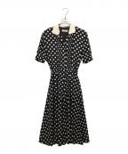 INGEBORGインゲボルグ）の古着「金釦ドットAラインワンピース」｜ブラック