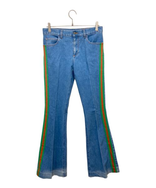 GUCCI（グッチ）GUCCI (グッチ) サイドストライプフレアデニムパンツ インディゴ サイズ:W28の古着・服飾アイテム
