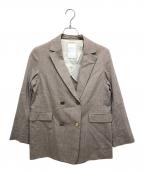 Nobleノーブル）の古着「麻ストレッチピークドラペルダブルジャケット」｜ベージュ