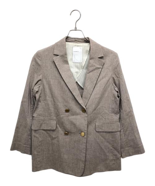 Noble（ノーブル）Noble (ノーブル) 麻ストレッチピークドラペルダブルジャケット ベージュ サイズ:36の古着・服飾アイテム