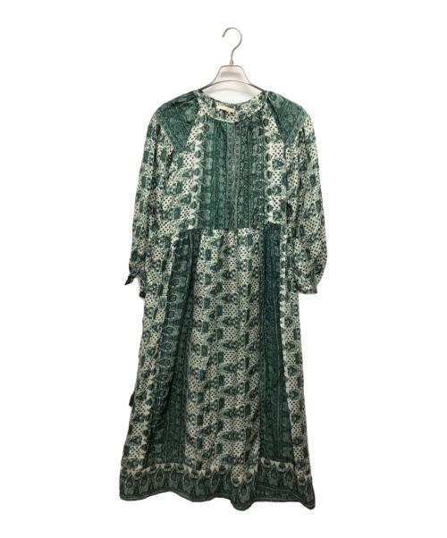 ne quittez pas（ヌキテパ）ne quittez pas (ヌキテパ) 花柄シルクワンピース グリーン サイズ:記載なしの古着・服飾アイテム