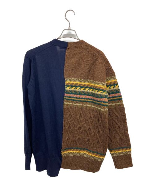 JUNYA WATANABE COMME des GARCONS（ジュンヤワタナベ コムデギャルソン）JUNYA WATANABE COMME des GARCONS ((ジュンヤワタナベ コムデギャルソン) ドッキングカーディガン ブラウン×ネイビー サイズ:Mの古着・服飾アイテム