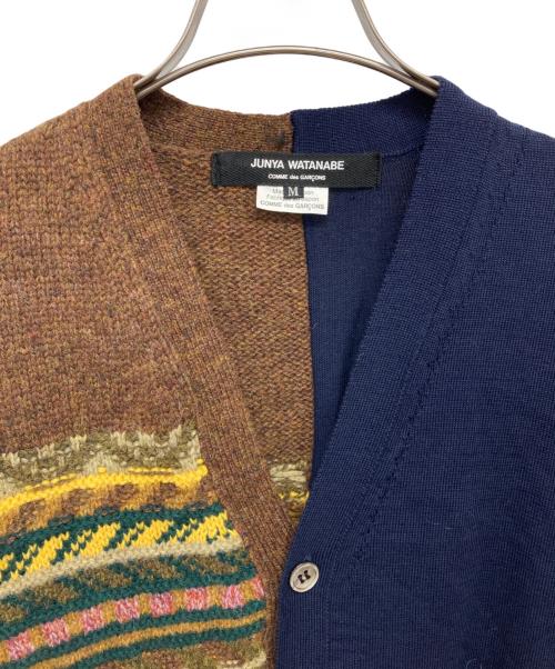 JUNYA WATANABE COMME des GARCONS（ジュンヤワタナベ コムデギャルソン）JUNYA WATANABE COMME des GARCONS ((ジュンヤワタナベ コムデギャルソン) ドッキングカーディガン ブラウン×ネイビー サイズ:Mの古着・服飾アイテム