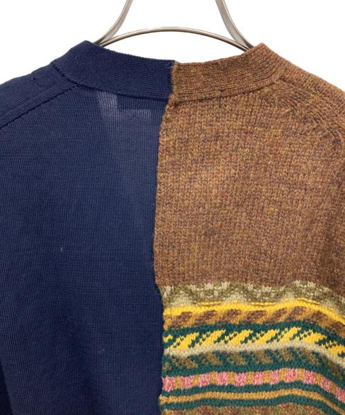 JUNYA WATANABE COMME des GARCONS（ジュンヤワタナベ コムデギャルソン）JUNYA WATANABE COMME des GARCONS ((ジュンヤワタナベ コムデギャルソン) ドッキングカーディガン ブラウン×ネイビー サイズ:Mの古着・服飾アイテム