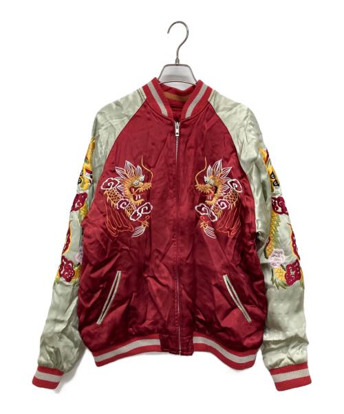 花旅楽団（ハナタビガクダン）花旅楽団 (ハナタビガクダン) リバーシブルスカジャン レッド サイズ:Lの古着・服飾アイテム