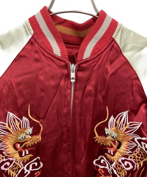 花旅楽団（ハナタビガクダン）花旅楽団 (ハナタビガクダン) リバーシブルスカジャン レッド サイズ:Lの古着・服飾アイテム