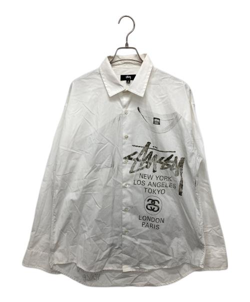 stussy（ステューシー）stussy (ステューシー) WORLD TOUR SHIRT ホワイト サイズ:Sの古着・服飾アイテム