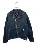 stussyステューシー）の古着「TWILL MOTO ZIP JACKET」｜ブラック
