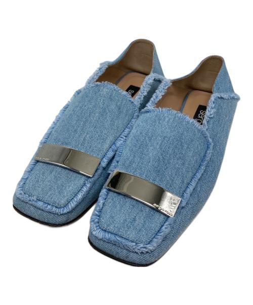 sergio rossi（セルジオロッシ）sergio rossi (セルジオロッシ) デニムフラットシューズ ブルー サイズ:38の古着・服飾アイテム