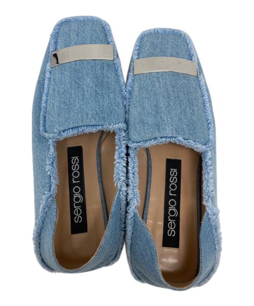 sergio rossi（セルジオロッシ）sergio rossi (セルジオロッシ) デニムフラットシューズ ブルー サイズ:38の古着・服飾アイテム