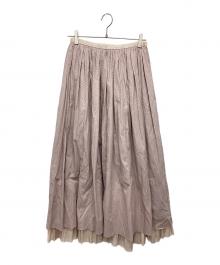 DRAWER（ドゥロワー）の古着「カラミレースギャザーロングスカート」｜ピンク