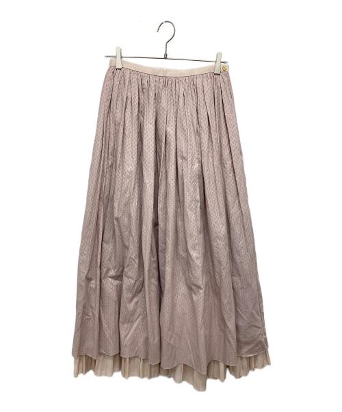 DRAWER（ドゥロワー）DRAWER (ドゥロワー) カラミレースギャザーロングスカート ピンク サイズ:38の古着・服飾アイテム